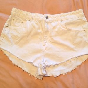 Topshop White Kiri Moto denim shorts